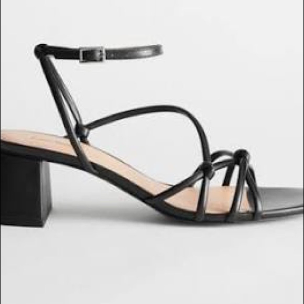 & Other Stories block heel strappy sandal in black